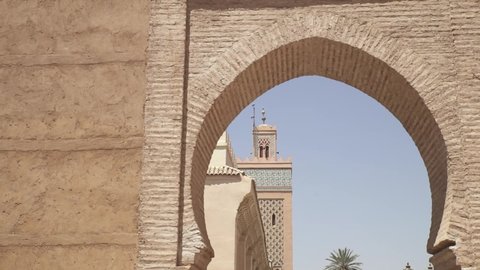 Ogival brick arch in the city of Marrakech