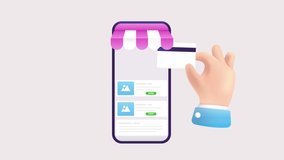 Using credit card online in webshop - Hand buying products using internet on smartphone. E-commerce concept. 2d animation. - Powered by Shutterstock - Get 15% off with code: PIKWIZARD15