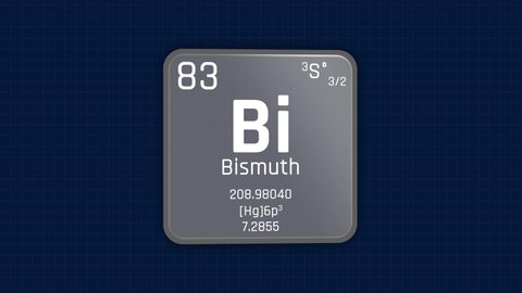 Bismuth or Bi Element Periodic Table Animation on Grid Background and Green Screen