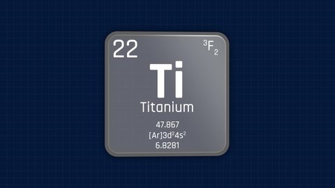 Titanium or Ti Element Periodic Table Animation on Grid Background and Green Screen