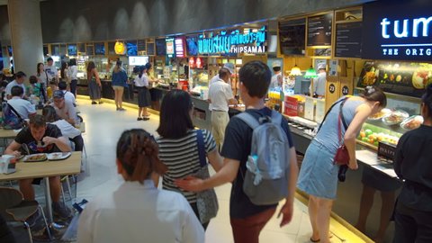 BANGKOK. THAILAND - NOV 2019: Food court in Siam Paragon. Shopping mall in Bangkok