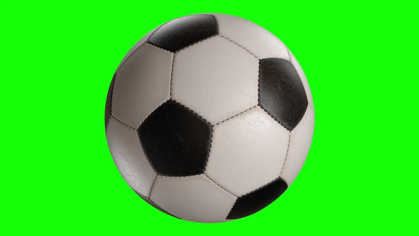 Rotating soccer ball isolated on green background. Sports football. Alpha channel 3d illustration Royalty-Free Stock Footage #1070724922