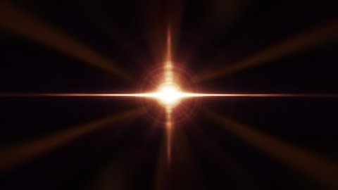 Abstract Flickering Gold Center Flare Light Background with sparking beam effect Loop. 4K 3D loop animation golden light lens flare with spinning shine sparking flare flash light shimmer loop motion.
