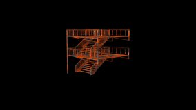 Stairs 3d rendered rotates on a black background easy  for titles