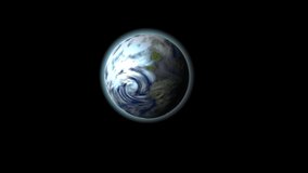 Unknown planet 3d rendered rotates on a black background