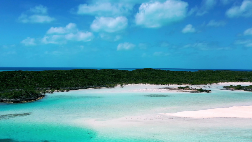 Aerial view of an island in the Bahamas archipelago Royalty-Free Stock Footage #1070751379