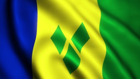 Video of the flag flying from the country of Saint Vincent and the Grenadines with a widescreen ratio (16:9). 4K UHD Animation