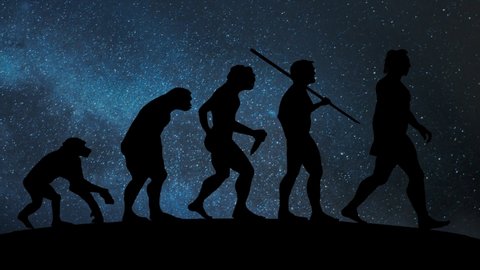 Human Evolution: Time Lapse by Night with Stars and Milky Way in Background