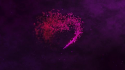 Glamour purple pink particles heart background Saint Valentine’s Day. Features particles, shine, streaks, flashing lights, lens flares, starglow, motion blur.