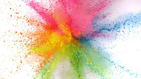 Super Slow Motion Shot of Color Powder Explosion Isolated on White Background at 1000fps.