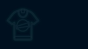 Glowing neon line T-shirt icon isolated on black background. 4K Video motion graphic animation .