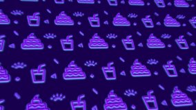 background for a children's party from a drink and a cake,
seamless pattern of bright neon glowing elements, seamless pattern with symbols and icons,