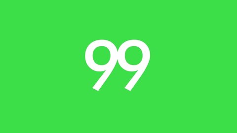 99 Countdown Numbers on Green Screen