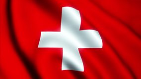 Video of the flag flying from the country of Switzerland with a widescreen ratio (16:9). 4K UHD Animation