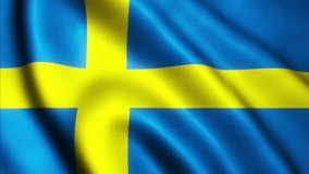 Video of the flag flying from the country of Sweden with a widescreen ratio (16:9). 4K UHD Animation