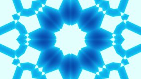 A 3D rendering of a kaleidoscope portal with blue and white neon lights in 4K
