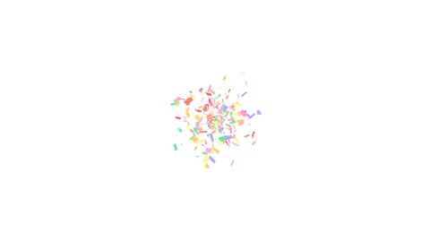 Center Explosion Confetti Particles Pack on a White Background with Luma Matte Channel.