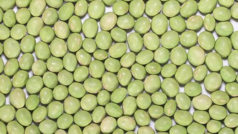 Green mung beans on white background rotating