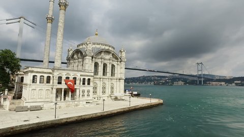 Ortakoy mosque and Bosporus Bridge Building In Turkey Istanbul