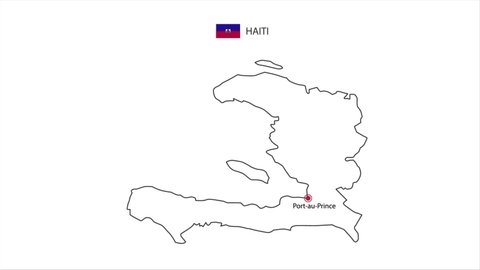 Motions point of Port-au-Prince Capital with Haiti flag and Haiti map.