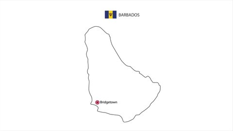 Motions point of Bridgetown Capital with Barbados flag and Barbados map.