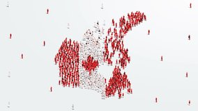 Canada Map and Flag. A large group of people in Canadian flag color form to create the map. 4K Video Animation. - Powered by Shutterstock - Get 15% off with code: PIKWIZARD15