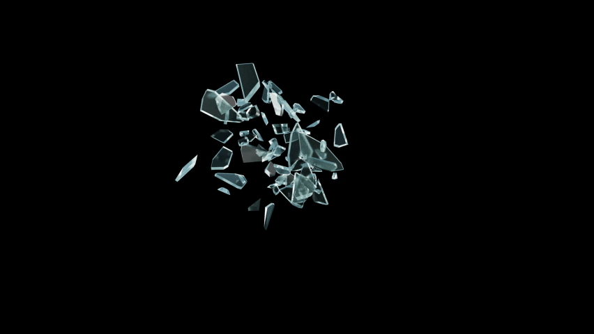 Glass Breaked with shatter and debris include black and white alpha matte. 3d illustration. Royalty-Free Stock Footage #1070878453