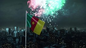 Cameroon Flag With Fireworks And City 3D Rendering - Powered by Shutterstock - Get 15% off with code: PIKWIZARD15