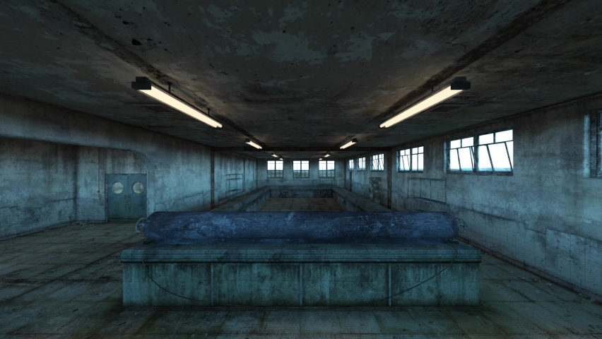 3D rendering of Abandoned building interior