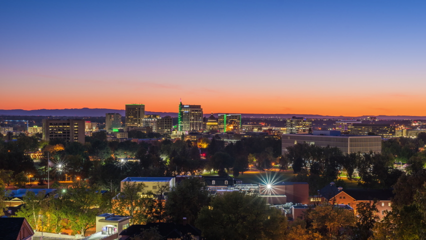 Boise, Idaho, USA downtown cityscape at twilight. | Shutterstock HD Video #1070914180