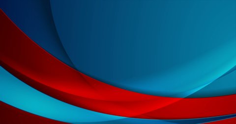 Blue and red abstract glossy waves corporate motion background. Video animation 4K 4096x2160