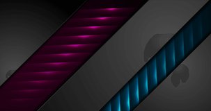 Abstract black corporate motion background with blue purple glowing neon lines. Seamless looping. Video animation 4K 4096x2160