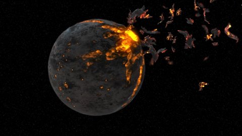 Planet Destruction Into Debris In Space
