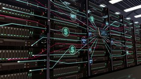 NFT Crypto Art technology, collectibles, blockchain transaction and non fungible token symbols on datacenter. The concept of cyber and innovative business 3D rendering animation. Expansion on server r - Powered by Shutterstock - Get 15% off with code: PIKWIZARD15