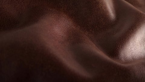 Brown soft leather texture surface close up sliding move professional stock footage