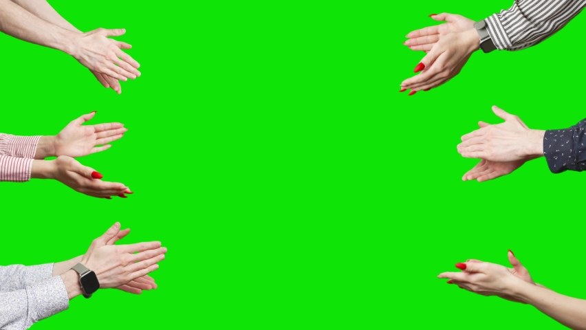 Hands are clapping at green screen background. A hands are applauding at chroma key background. Concept of victory and award. Copy text space Royalty-Free Stock Footage #1070946430