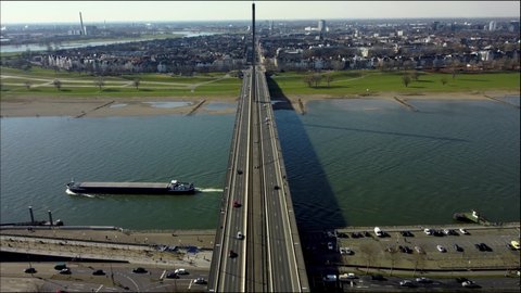 Aerial Landscape View of Düsseldorf With The Bridge 