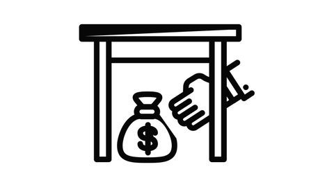 Under table money bag icon animation outline best object on white background