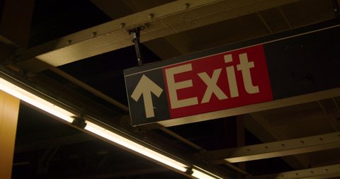 NYC subway exit sign Fluorescent lamp