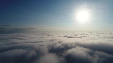 Fly above the clouds during the sunset, Sky, Cluds,Drone, Epic