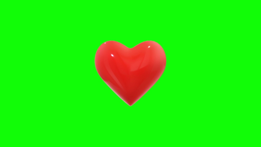 3d heart rotation animation on green screen background. 4k render video. | Shutterstock HD Video #1070973409