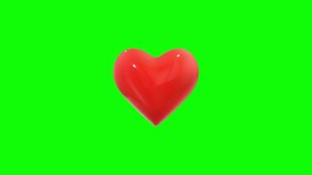 3d heart rotation animation on green screen background. 4k render video.