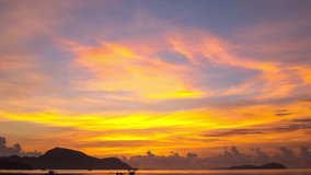 Sunrise over sea Time lapse video 4K. Nature video High quality footage.Scene of Colorful romantic sky sunrise with Changing the color of the sky background. 
time lapse day to night in nature 