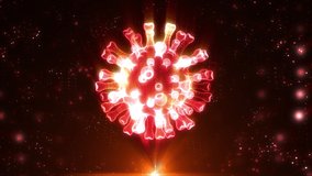Holographic coronavirus rotating in virtual space. Virtual 3D model of the COVID-19 virus rotating in the futuristic space. Virology future technologies. Neon digital visualization of micro world. - Powered by Shutterstock - Get 15% off with code: PIKWIZARD15