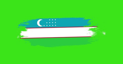Uzbekistan national flag shaking motion on green screen background. 4K Uzbekistan flag motion background