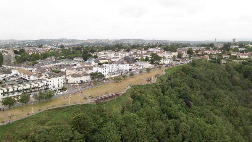 Aerial view of seaside resort town named Torquay on the English Channel in Devon, South west England.