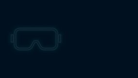 Glowing neon line Diving mask icon isolated on black background. Extreme sport. Diving underwater equipment. 4K Video motion graphic animation .