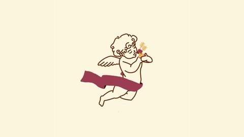 motion cupid line art with matches