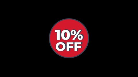 10 percent OFF. Circle template elements for sale with alpha-channel. Concept of the sale and business. 4k motion