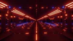 Flight in abstract sci-fi tunnel seamless loop. Futuristic VJ motion graphics for music video